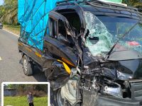 Kondisi kendaraan yang terlibat tabrakan maut antara Yamaha Mio dan Suzuki Carry di Jalan Tjilik Riwut KM 48