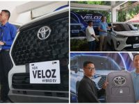 Peluncuran unit New Veloz Hybrid EV berwarna putih di Dealer Wira Toyota Palangka Raya