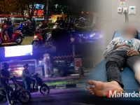 Aksi balap liar di depan Kantor DLH Kalteng di Palangka Raya yang menyebabkan kecelakaan.