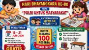 Poster lomba mewarnai Hari Bhayangkara ke-80 yang digelar Polda Kalteng untuk siswa SD di Palangka Raya