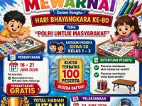Poster lomba mewarnai Hari Bhayangkara ke-80 yang digelar Polda Kalteng untuk siswa SD di Palangka Raya