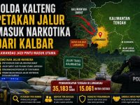 Ilustrasi pemetaan jalur masuk narkotika dari Kalimantan Barat ke Kalimantan Tengah melalui Lamandau