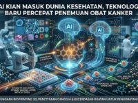 Ilustrasi kecerdasan buatan membantu ilmuwan menganalisis sel kanker di laboratorium
