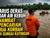 Tim SAR gabungan menyisir Sungai Katingan dalam pencarian dua anggota Polri yang hilang.