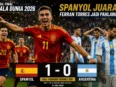 Ferran Torres merayakan gol kemenangan Spanyol pada final Piala Dunia 2026 melawan Argentina.