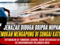 Tim gabungan mengevakuasi jenazah yang diduga Bripda Nopandri Ramadhana dari Sungai Katingan.